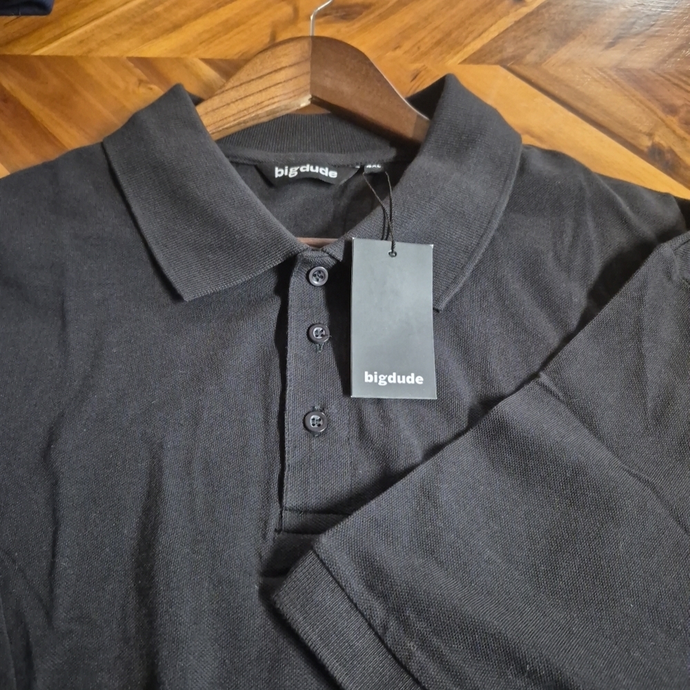 NWT Big Dude Black Polo Short Sleeve Shirt, Men's Size 4XL, Preppy, Casual